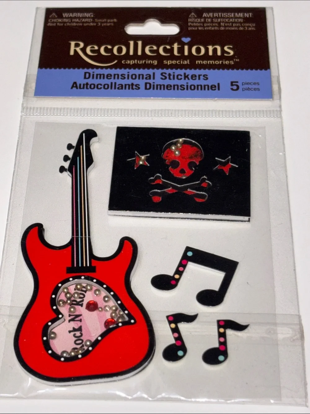 Recollections Red & Black Guitar Stickers Red Guitar Scrapbook Sticker Camp Rock